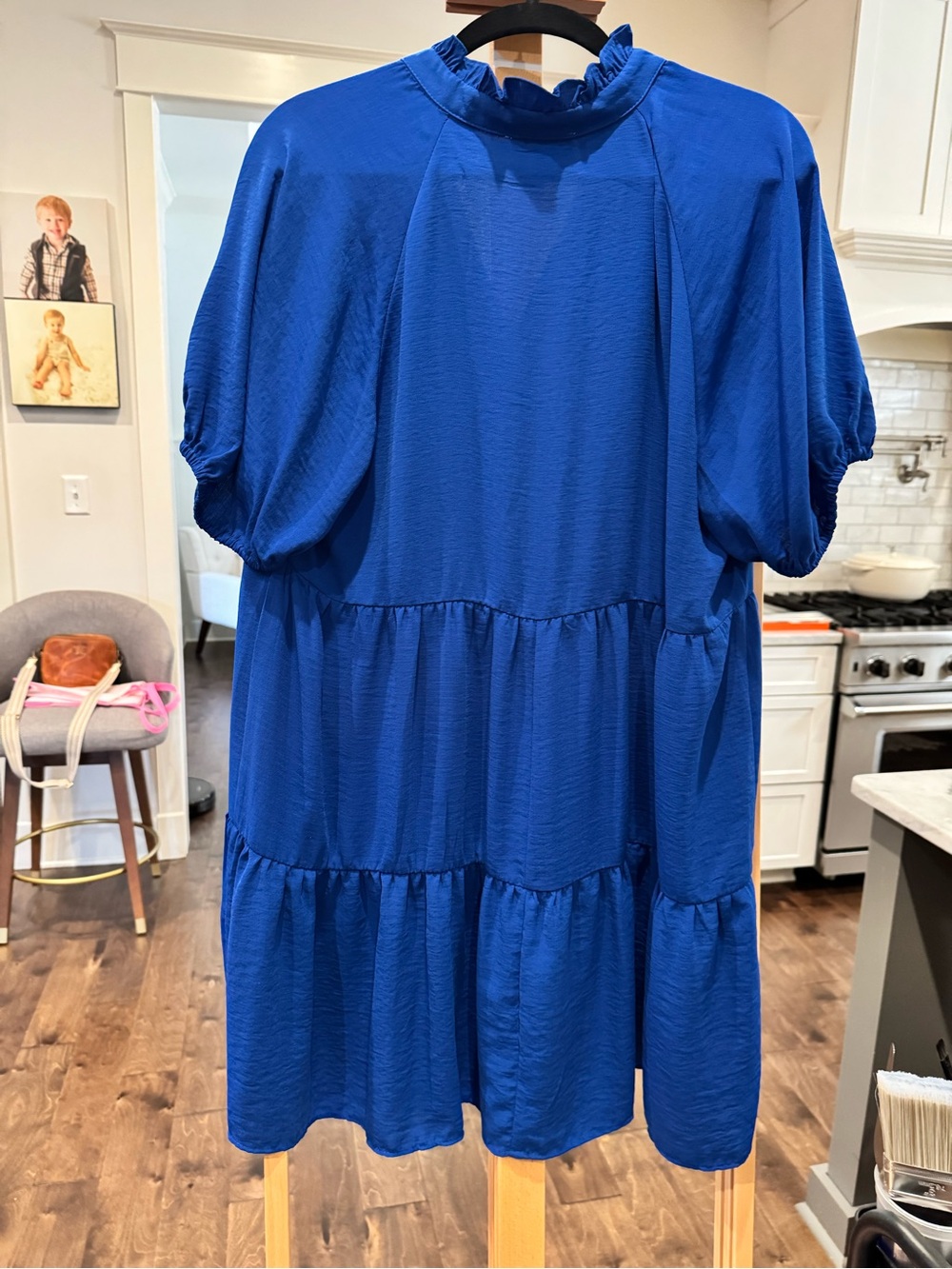CeCe Royal Blue Tiered V-Neck Midi Dress - Picture 3 of 9
